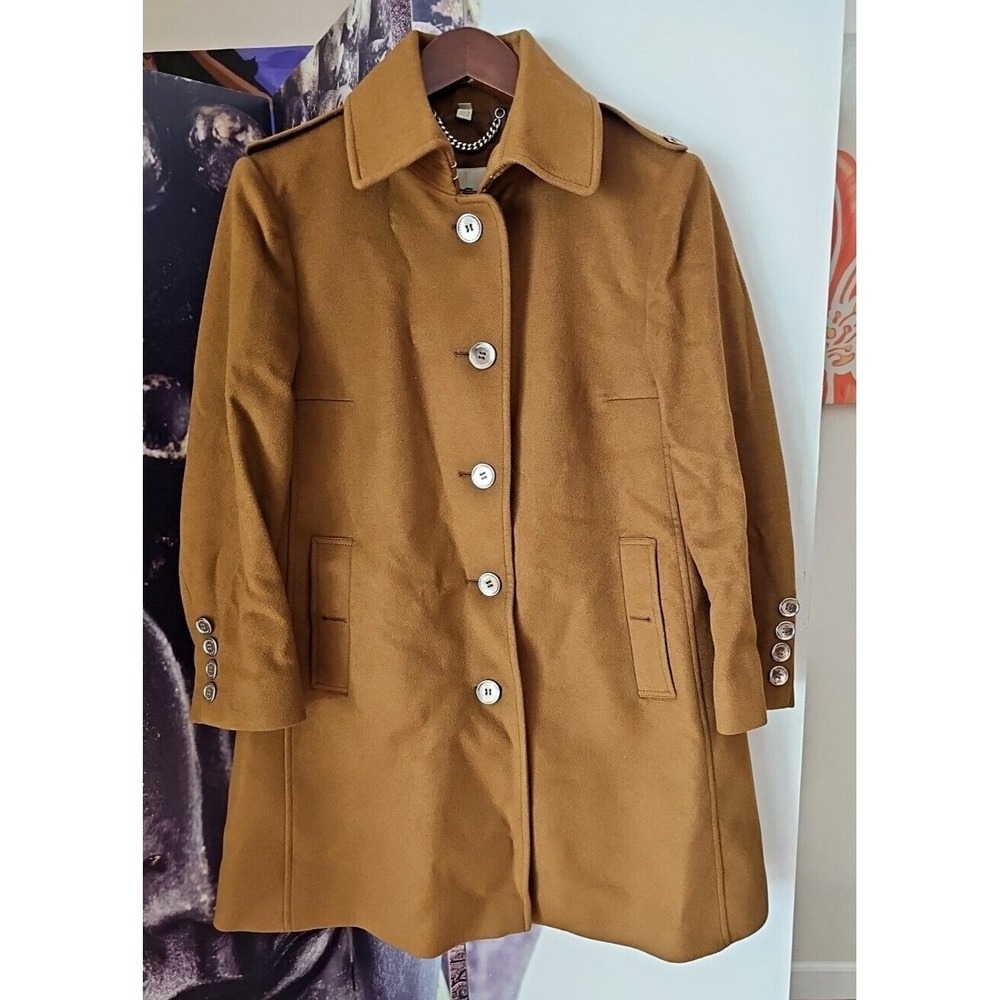 BURBERRY LONDON Single-Breasted Brown‎ Wool Cashmere 5 Button Coat 10 US JT01